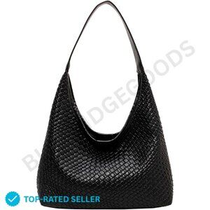Brand New Amszke Tote Bag Large Black Woven Hobo
